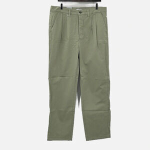 Amendi Gunnar in Green Organic Cotton Pleat Front Button Fly Pants - NEW Size 34